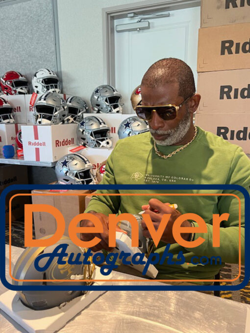 Deion Sanders Autographed San Francisco 49ers Slate Mini Helmet Beckett 47423