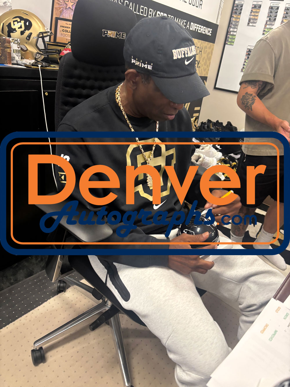 Deion Sanders Autographed Atlanta Falcons TB Mini Helmet Beckett Witness 51735 6 Deion Sanders Autographed Atlanta Falcons TB Mini Helmet Beckett Witness 51735