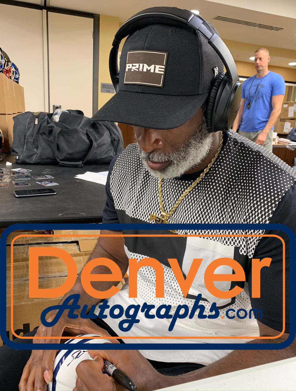 Deion Sanders Autographed Dallas Cowboys Flat White Mini Helmet BAS 27437