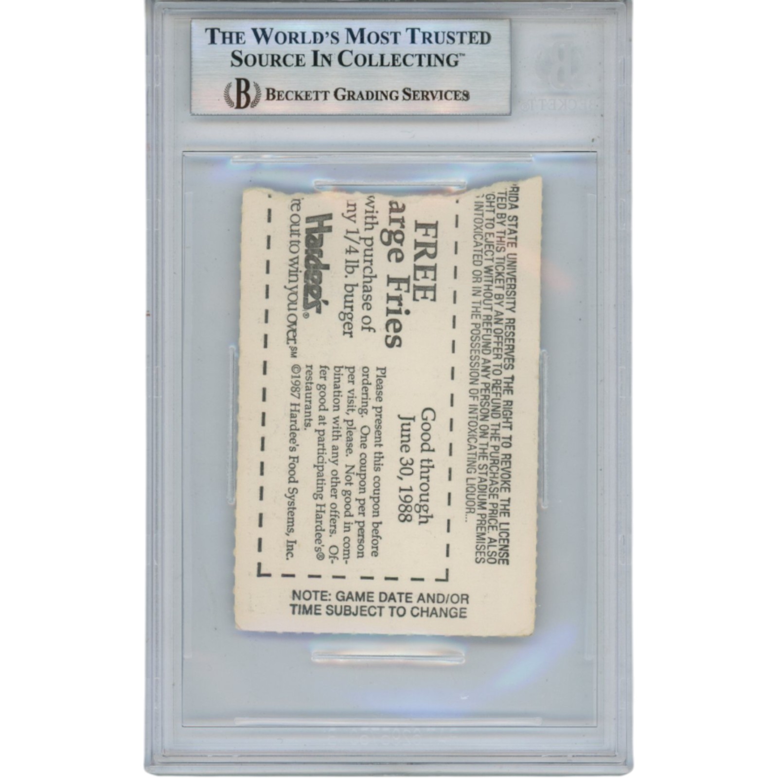 Deion Sanders Autographed Florida State Seminoles 1987 Ticket Beckett 53102 2 Deion Sanders Autographed Florida State Seminoles 1987 Ticket Beckett 53102