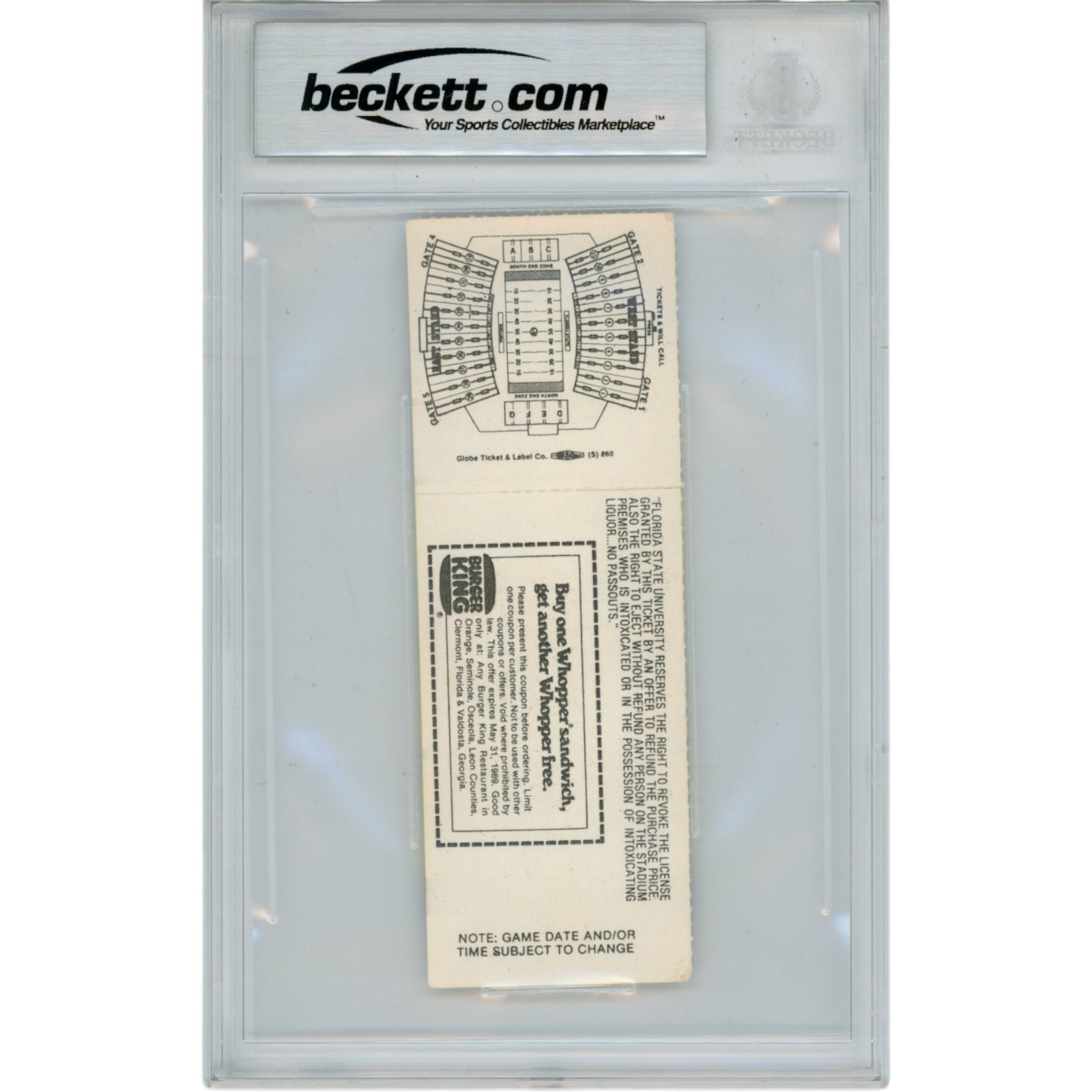 Deion Sanders Autographed Florida State Seminoles 1988 Ticket Beckett 53104 2 Deion Sanders Autographed Florida State Seminoles 1988 Ticket Beckett 53104