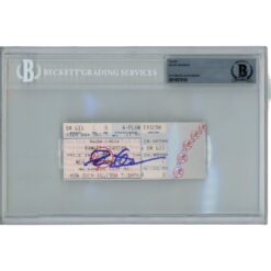 Deion Sanders Autographed New York Yankees 1990 Ticket Stub Slab Beckett 53105