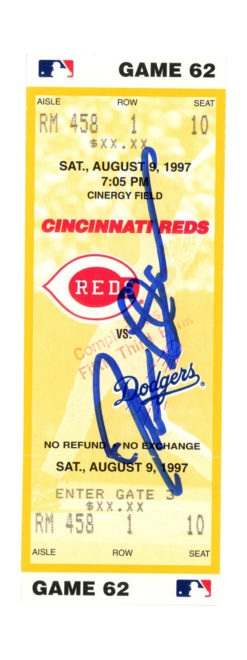 Deion Sanders Signed Cincinnati Reds 8/9/1997 vs Dodgers Ticket BAS