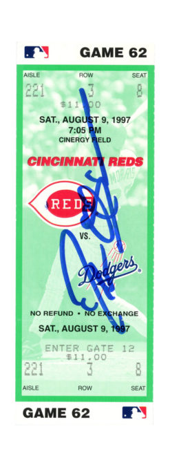 Deion Sanders Signed Cincinnati Reds 8/9/1997 vs Dodgers Ticket BAS