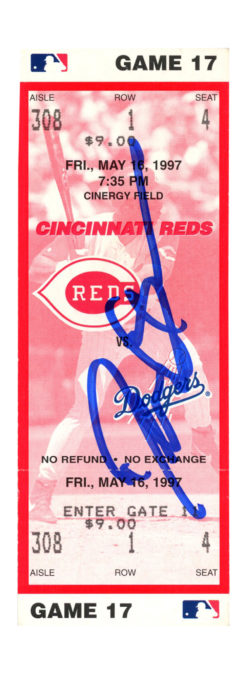Deion Sanders Signed Cincinnati Reds 5/16/1997 vs Dodgers Ticket BAS