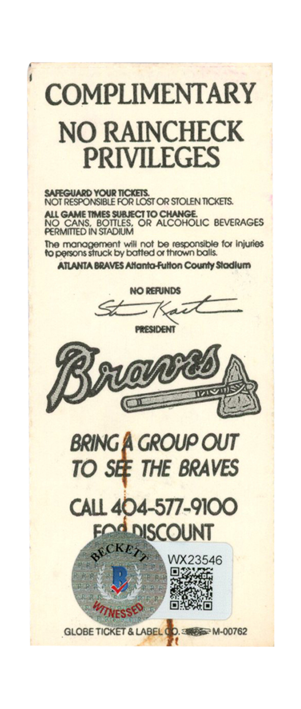 Deion Sanders Signed Atlanta Braves 7/15/1997 vs Cubs Ticket BAS