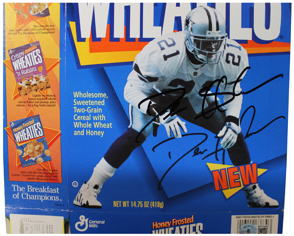 Deion Sanders Autographed Honey Frosted Wheaties Box Flattened BAS