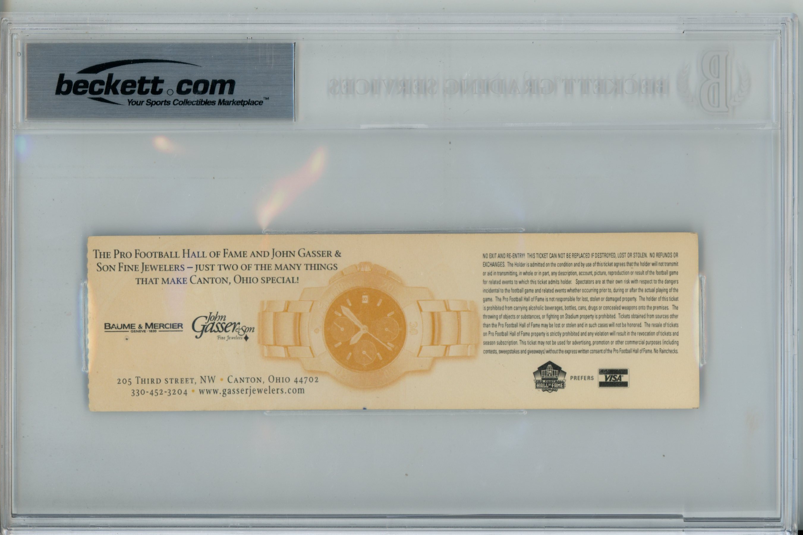 Barry Sanders John Elway Ellers Signed Enshrinement 2004 HOF Ticket BAS 57049