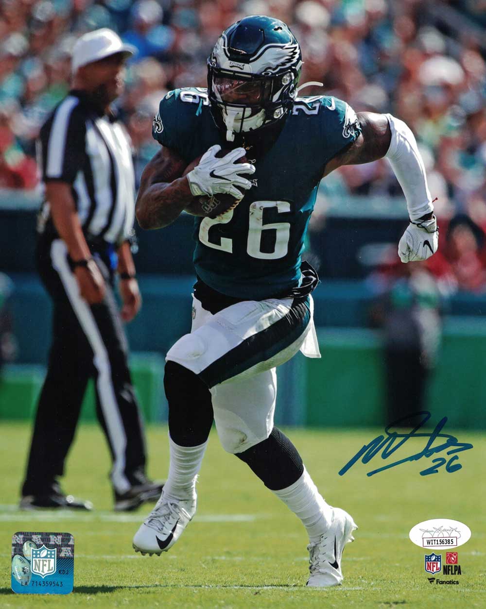 Miles Sanders Autographed Philadelphia Eagles 8x10 Photo JSA 29845 HM