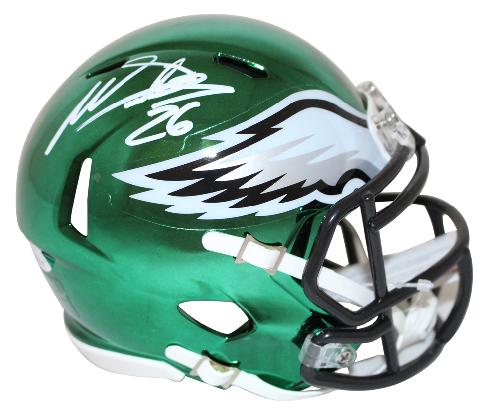 Miles Sanders Autographed Philadelphia Eagles Chrome Mini Helmet JSA 28021