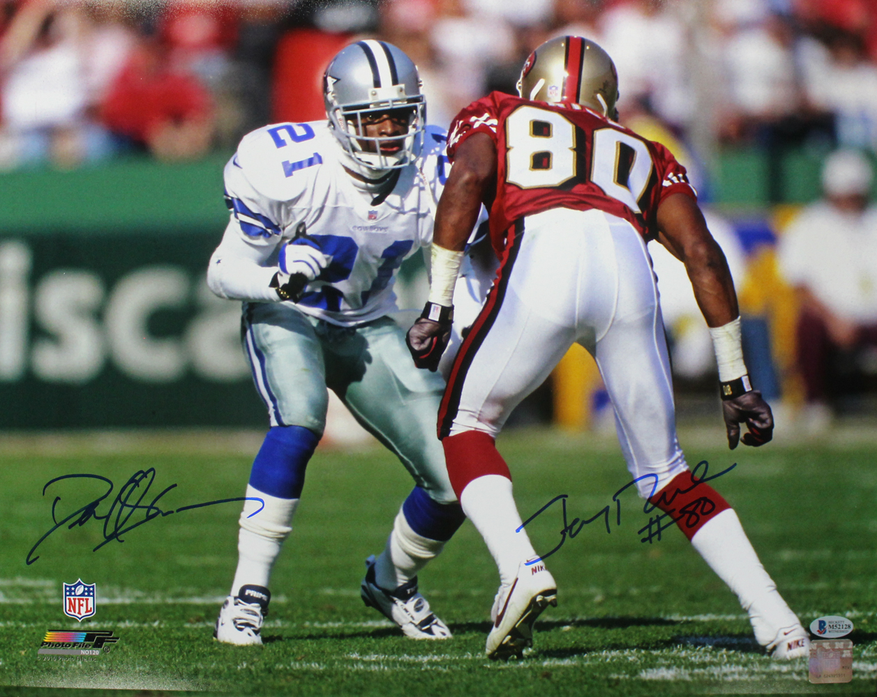 Deion Sanders & Jerry Rice Autographed Cowboys/49ers 16×20 Photo BAS