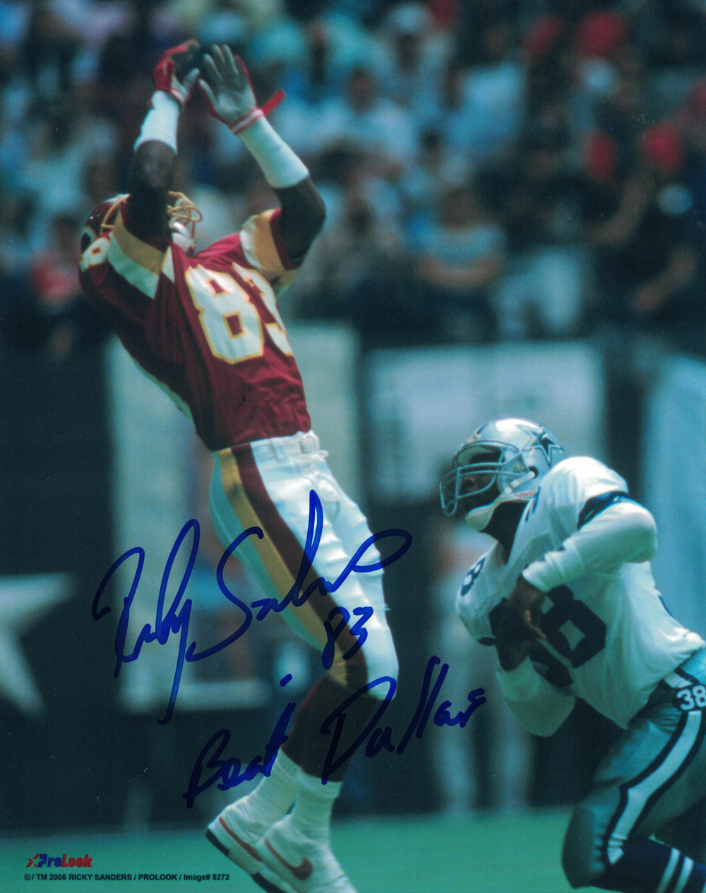 Ricky Sanders Autographed Washington Redskins 8x10 Photo Beat Dallas 27917
