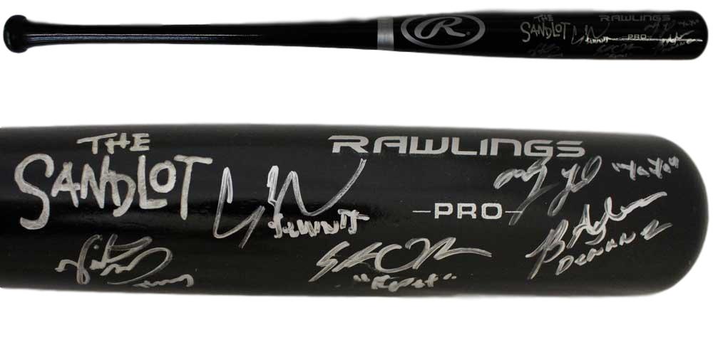 Black Ink The Sandlot Cast Autographed Rawlings Baseball Bat 6 Autographs JSA COA 