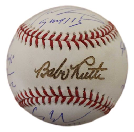 The Sandlot Autographed OML Baseball Babe Ruth 6 Sigs Smalls Squints BAS 25630