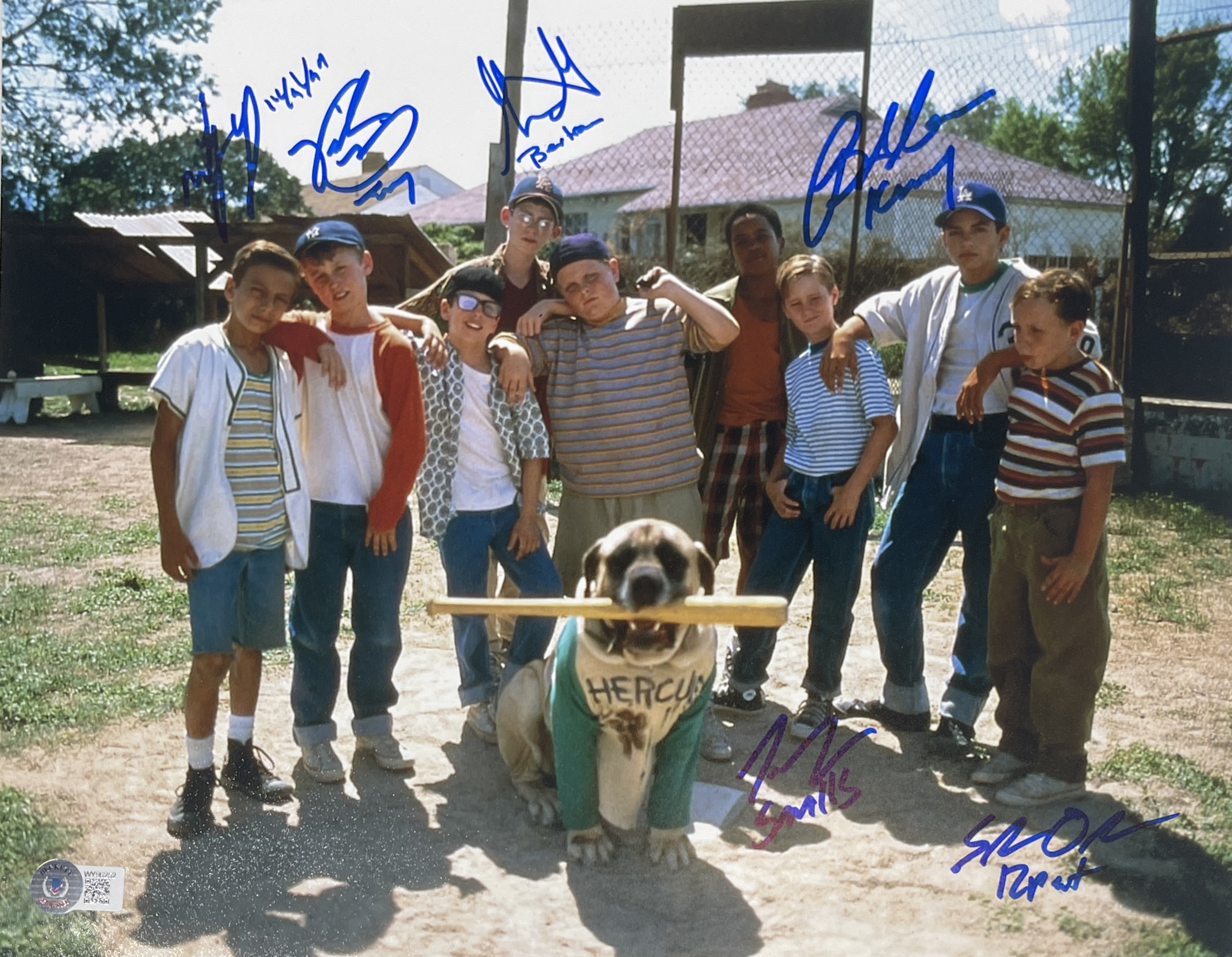 The Sandlot Autographed/Signed 11X14 Photo 6 Sigs Tom Guiry BAS 