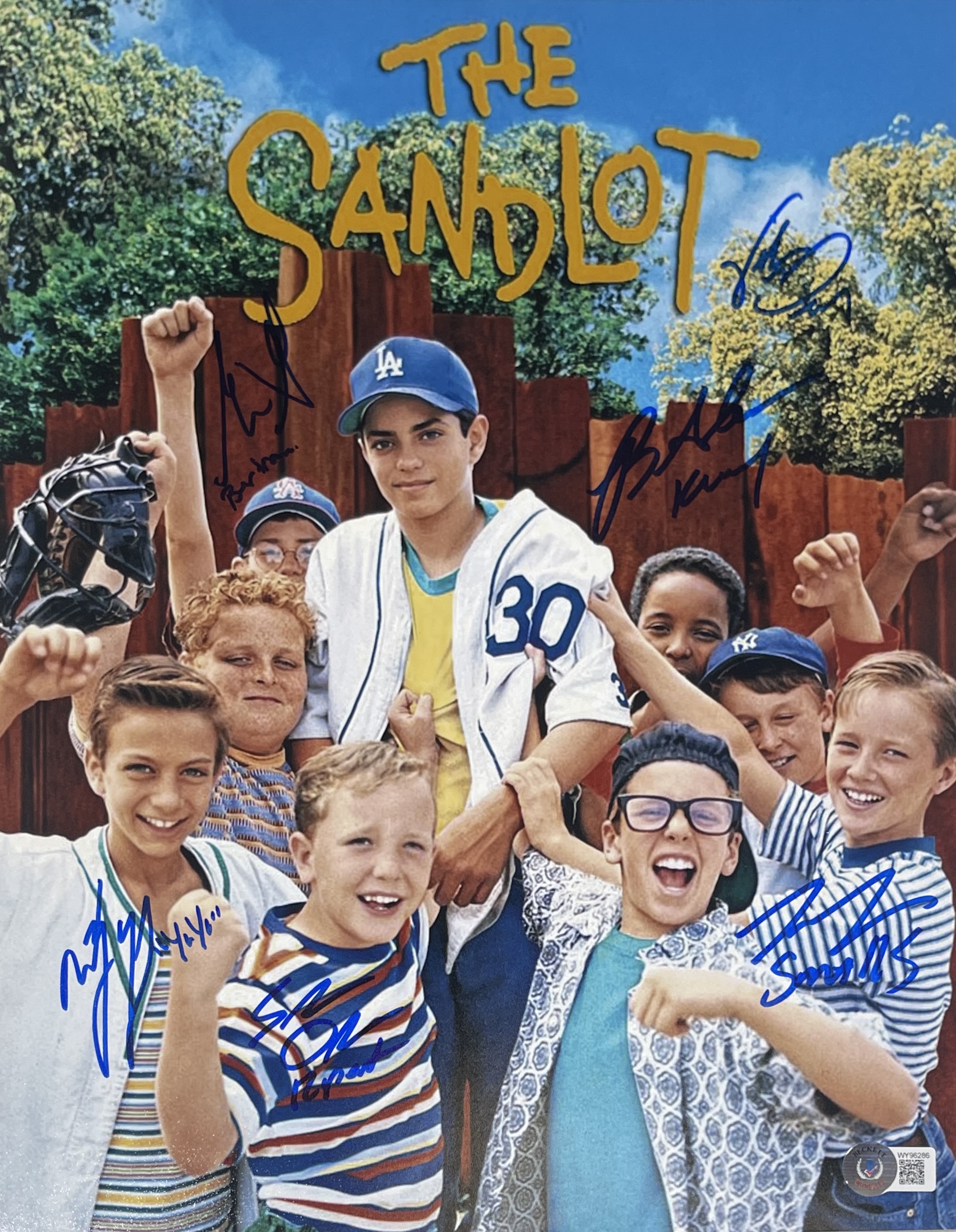 The Sandlot Autographed/Signed 11X14 Photo 6 Sigs Tom Guiry BAS