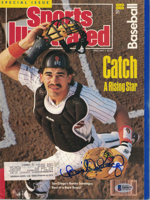 Benito Santiago Signed San Diego Padres Sports Illustrated April 1989 BAS 24412