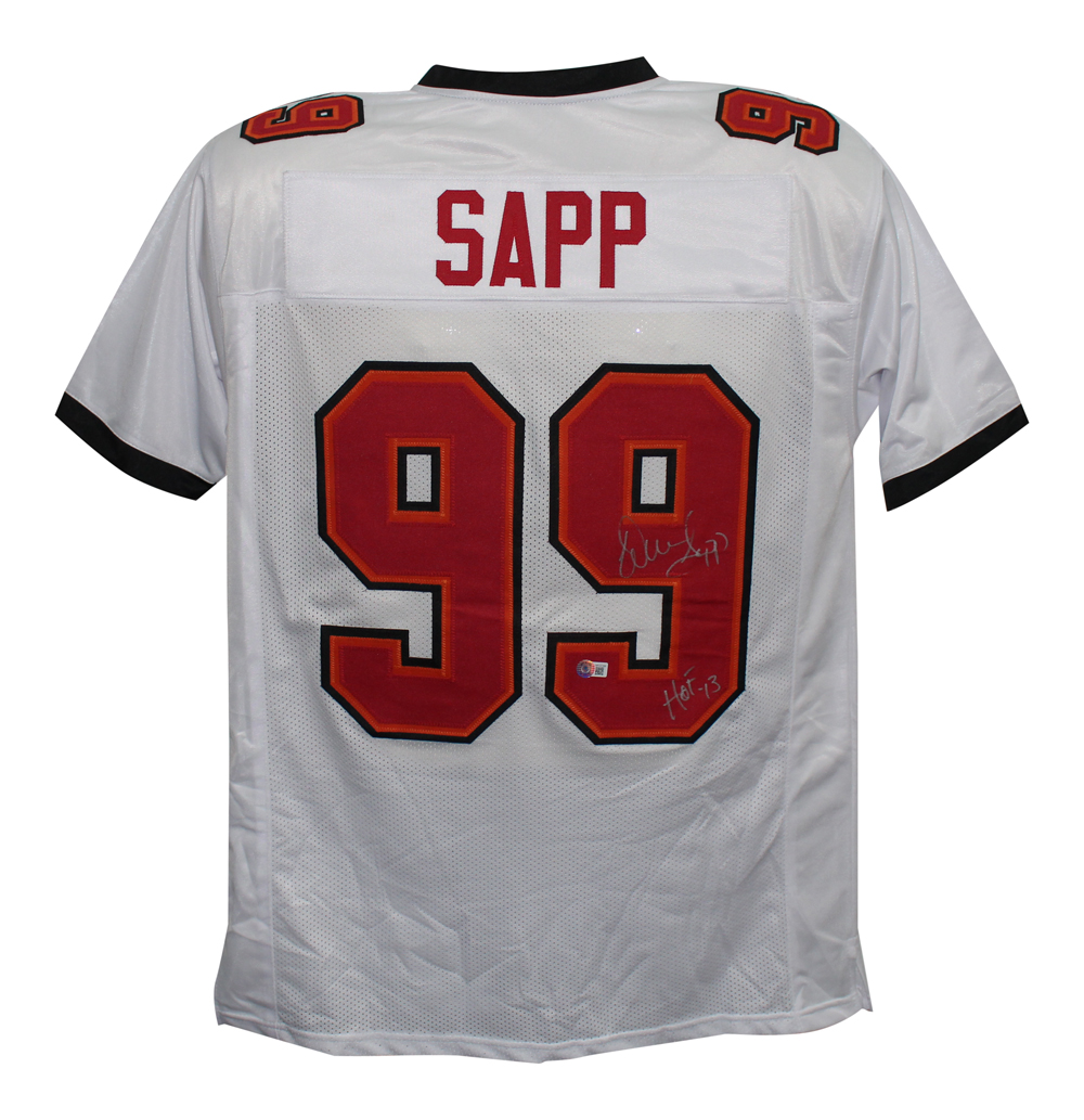 Warren Sapp Autographed/Signed Pro Style White XL Jersey HOF Beckett