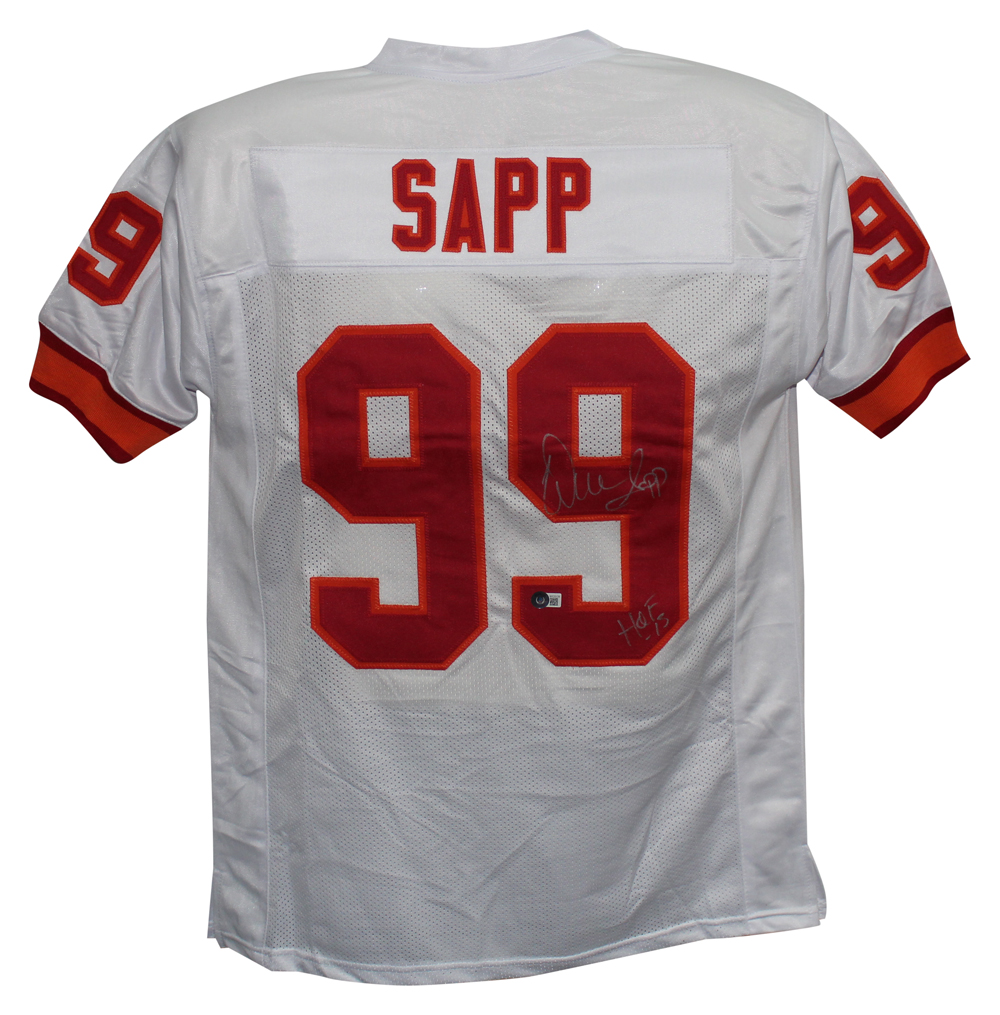 Warren Sapp Autographed/Signed Pro Style White TB XL Jersey HOF Beckett