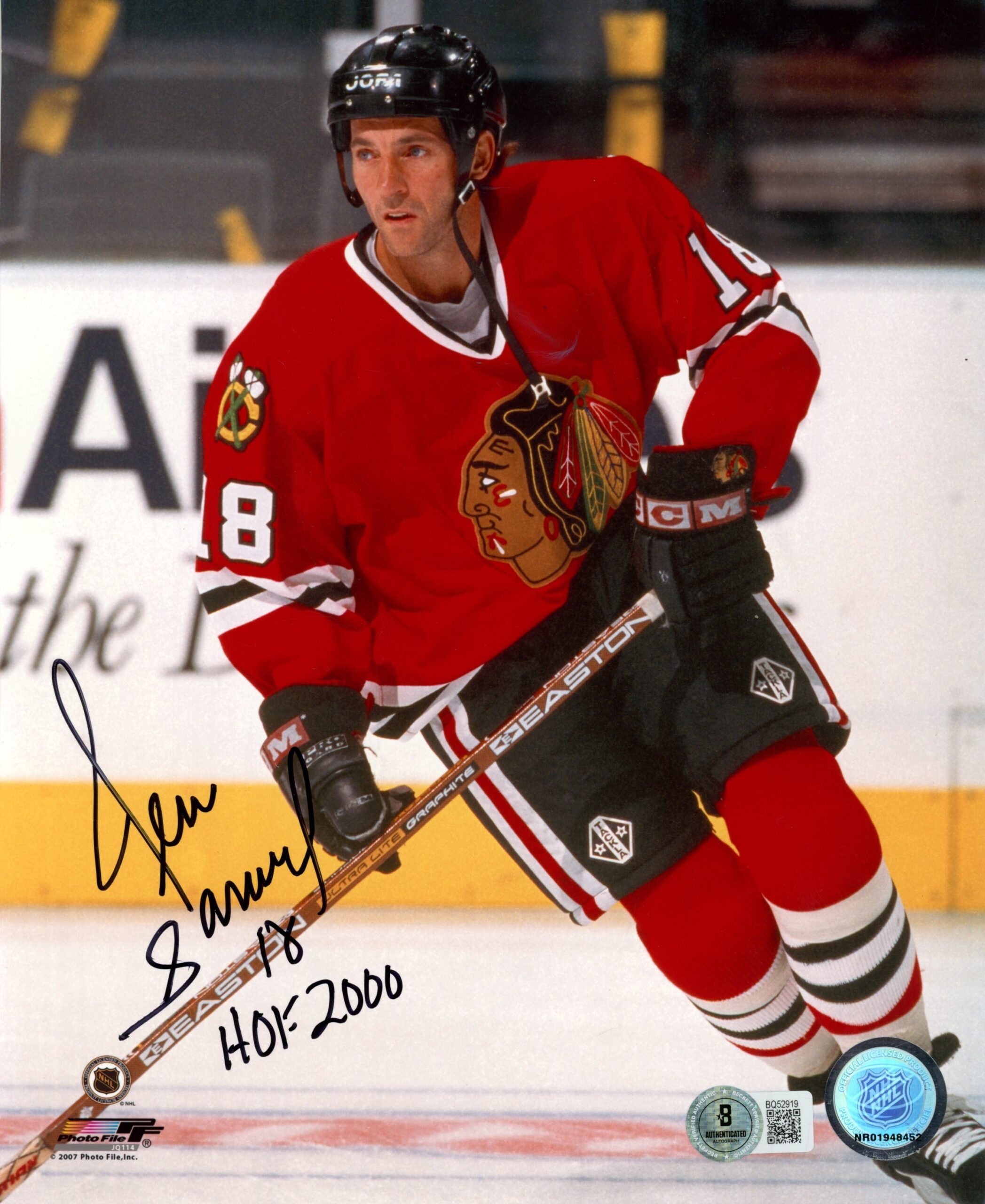 Denis Savard Autographed/Signed Chicago Blackhawks 8x10 Photo HOF Beckett 57345
