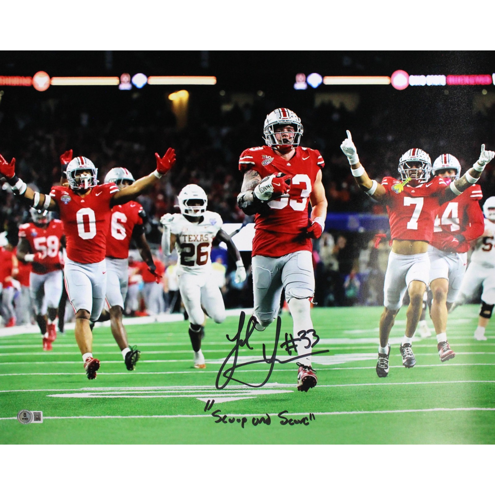 Jack Sawyer Signed Ohio State Buckeyes 16x20 Photo Scoop and Score Beckett 51250