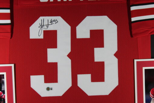 Jack Sawyer Autographed/Signed College Style Red XL Framed Jersey Beckett 51238