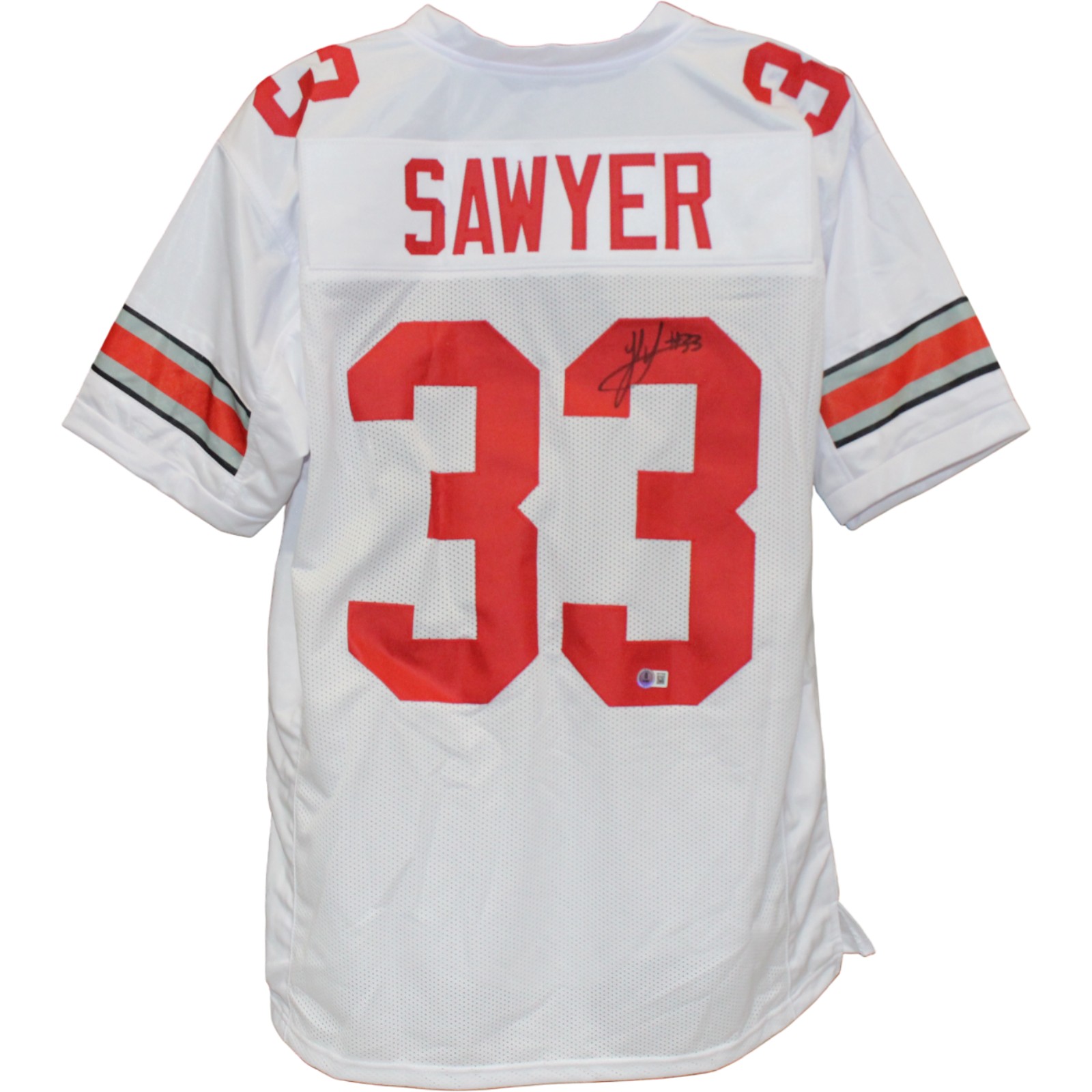 Jack Sawyer Autographed College Style XL White Jersey Beckett Witness 54014