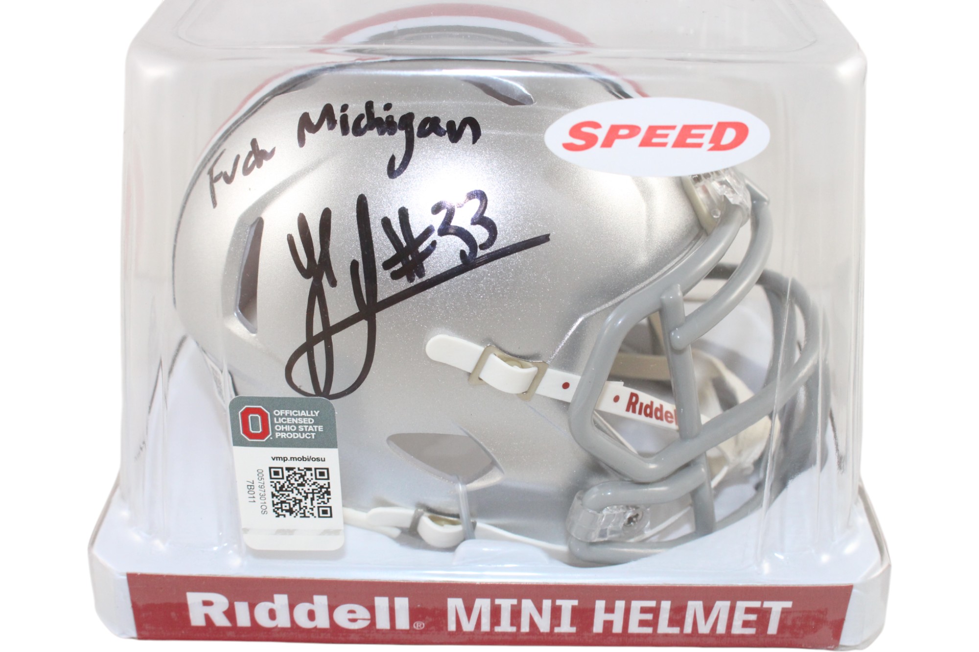 Jack Sawyer Signed Ohio State Buckeyes F*ck Michigan Mini Helmet Beckett 51643 4 Jack Sawyer Signed Ohio State Buckeyes F*ck Michigan Mini Helmet Beckett 51643