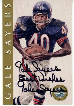 Gale Sayers Autographed Chicago Bears 1998 HOF Card Signed Twice Beckett 56067