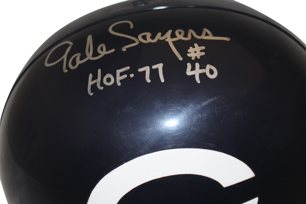 Gale Sayers Autographed/Signed Chicago Bears F/S 2 Bar Helmet JSA