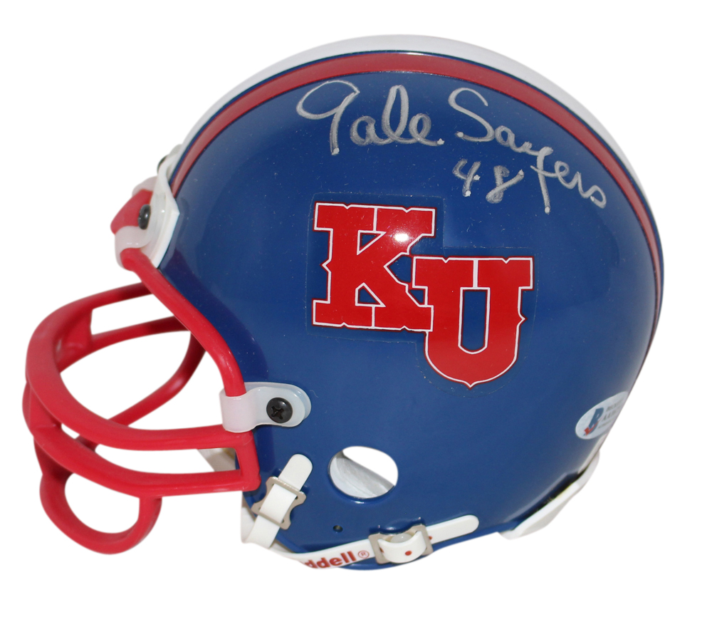 Gale Sayers Autographed Kansas Jayhawks Replica Mini Helmet Beckett BAS