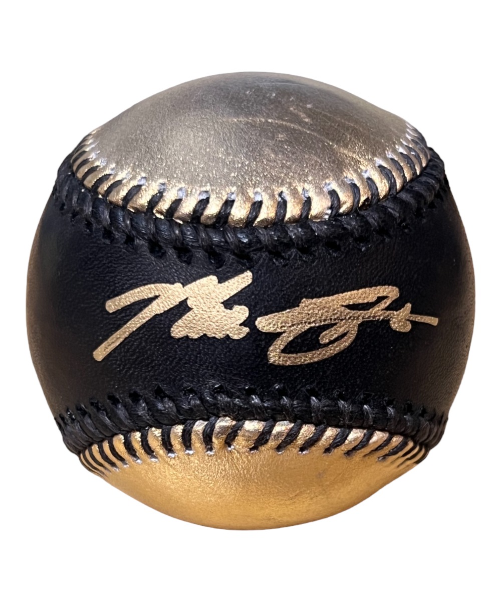 Max Scherzer Autographed Gold and Black MLB baseball New York Mets
