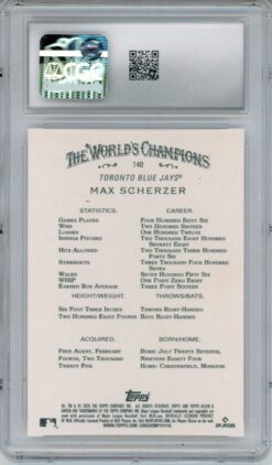Max Scherzer Toronto Blue Jays 2025 Allen & Ginter #140 Slabbed CGC Card 55910