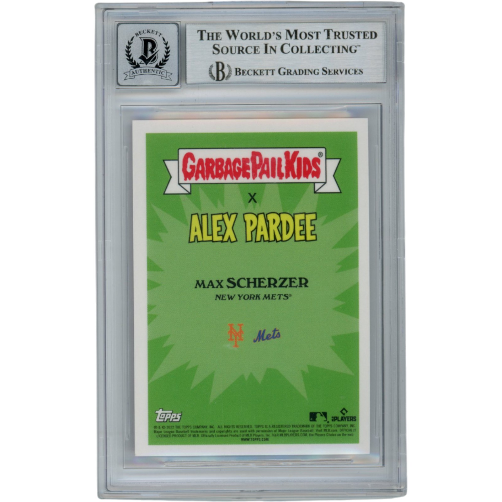 Max Scherzer Signed 22 Topps Mad Max Garbage Pail Kids /99 Card Beckett 54577