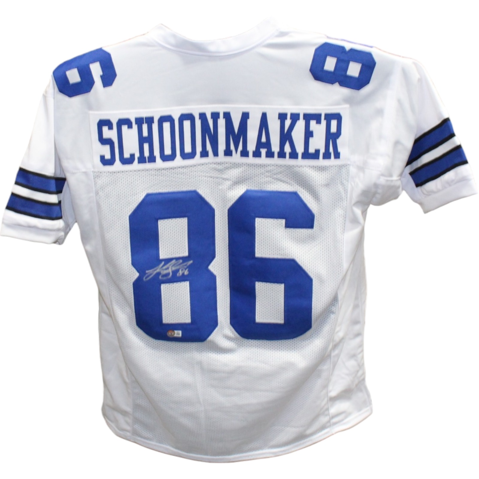 Luke Schoonmaker Autographed/Signed Pro Style White Jersey Beckett