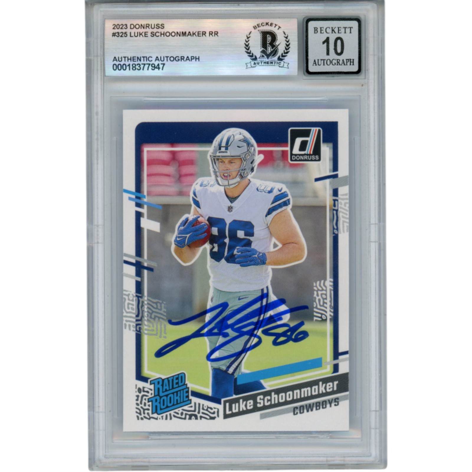 Luke Schoonmaker Signed 23 Donruss Rated Rookie Trading Card Slab Beckett 53175