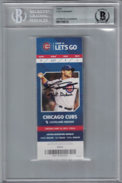 Kyle Schwarber Autographed/Signed Chicago Cubs Ticket MLB Debut BAS Slab 25287