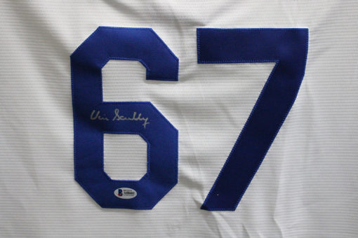 Vin Scully Autographed Los Angeles Dodgers Majestic White XL Jersey BAS 26017