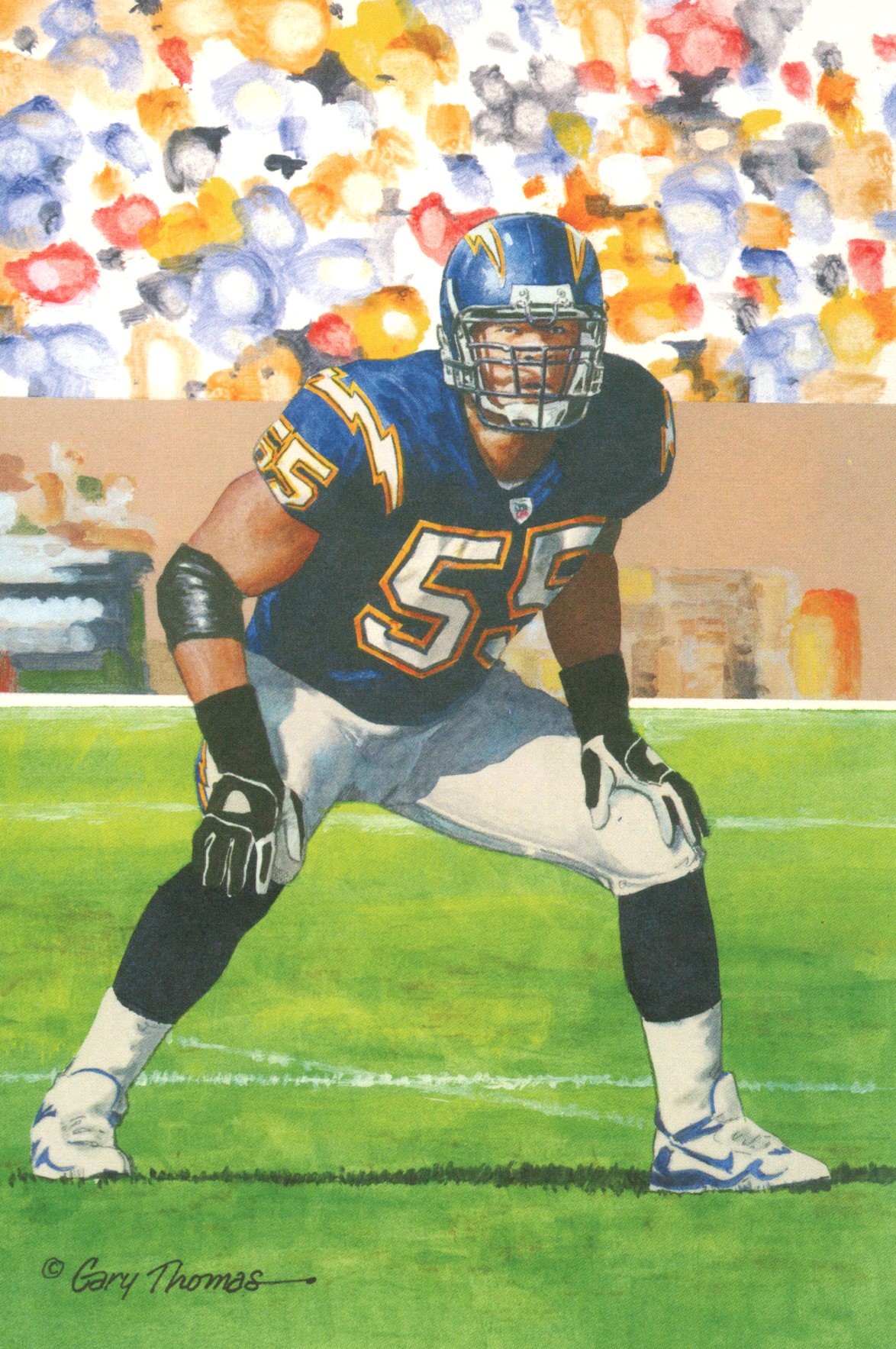 Junior Seau San Diego Chargers Goal Line Art Card Class of 2015 58154 1 Junior Seau San Diego Chargers Goal Line Art Card Class of 2015 58154
