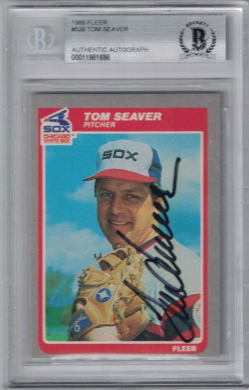 Tom Seaver Signed Chicago White Sox 1985 Fleer #526 Trading Card BAS 27029