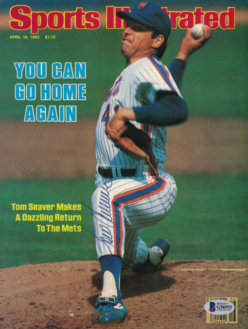 Tom Seaver Autographed New York Mets 1983 Sports Illustrated Cover Page BAS 27096