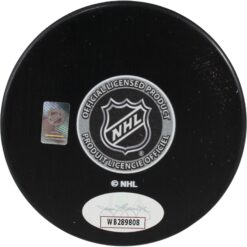 Teemu Selanne Autographed Anaheim Ducks Logo Puck NHL Top 100 HOF JSA 53947