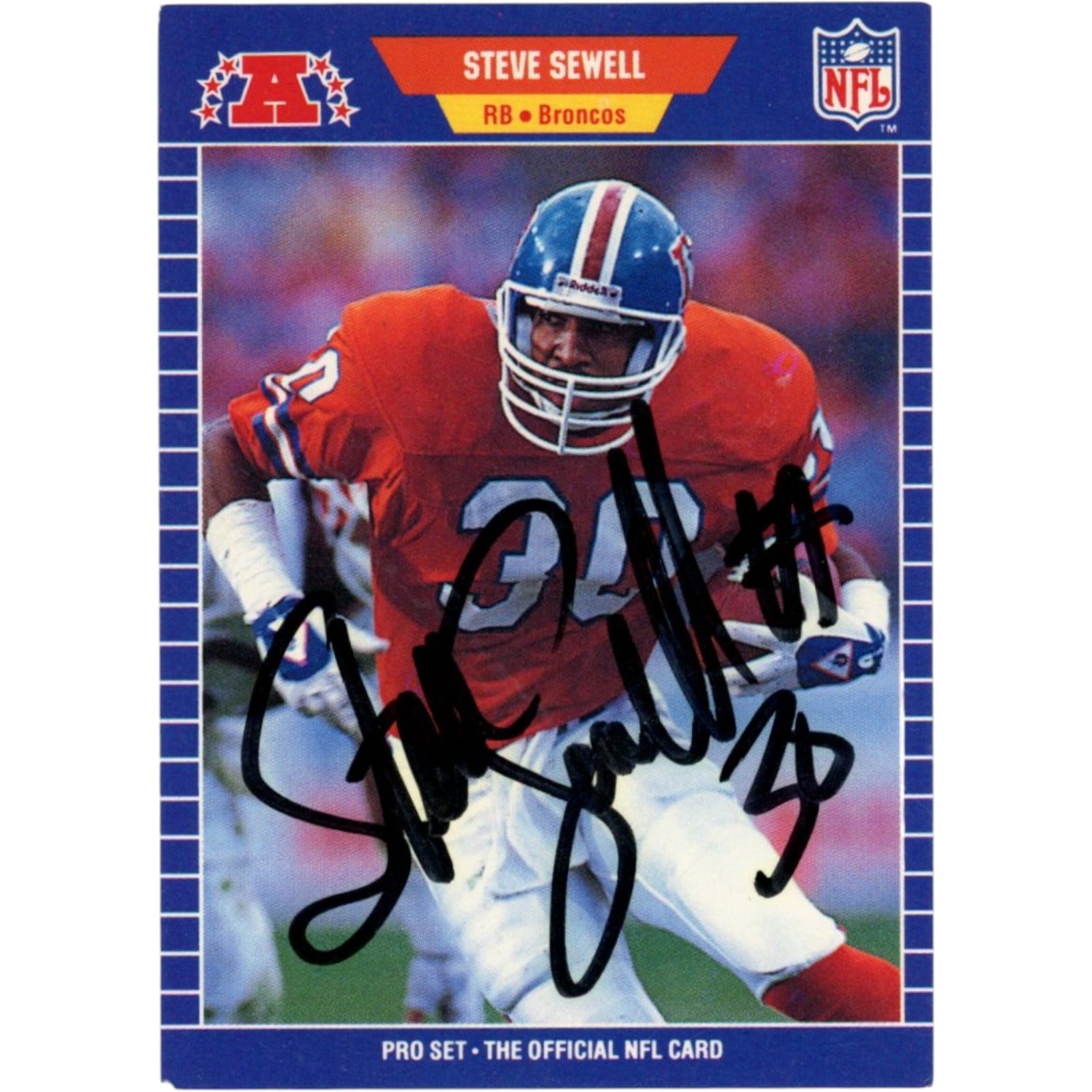 Steve Sewell Autographed/Signed Denver Broncos Trading Card Beckett 58351