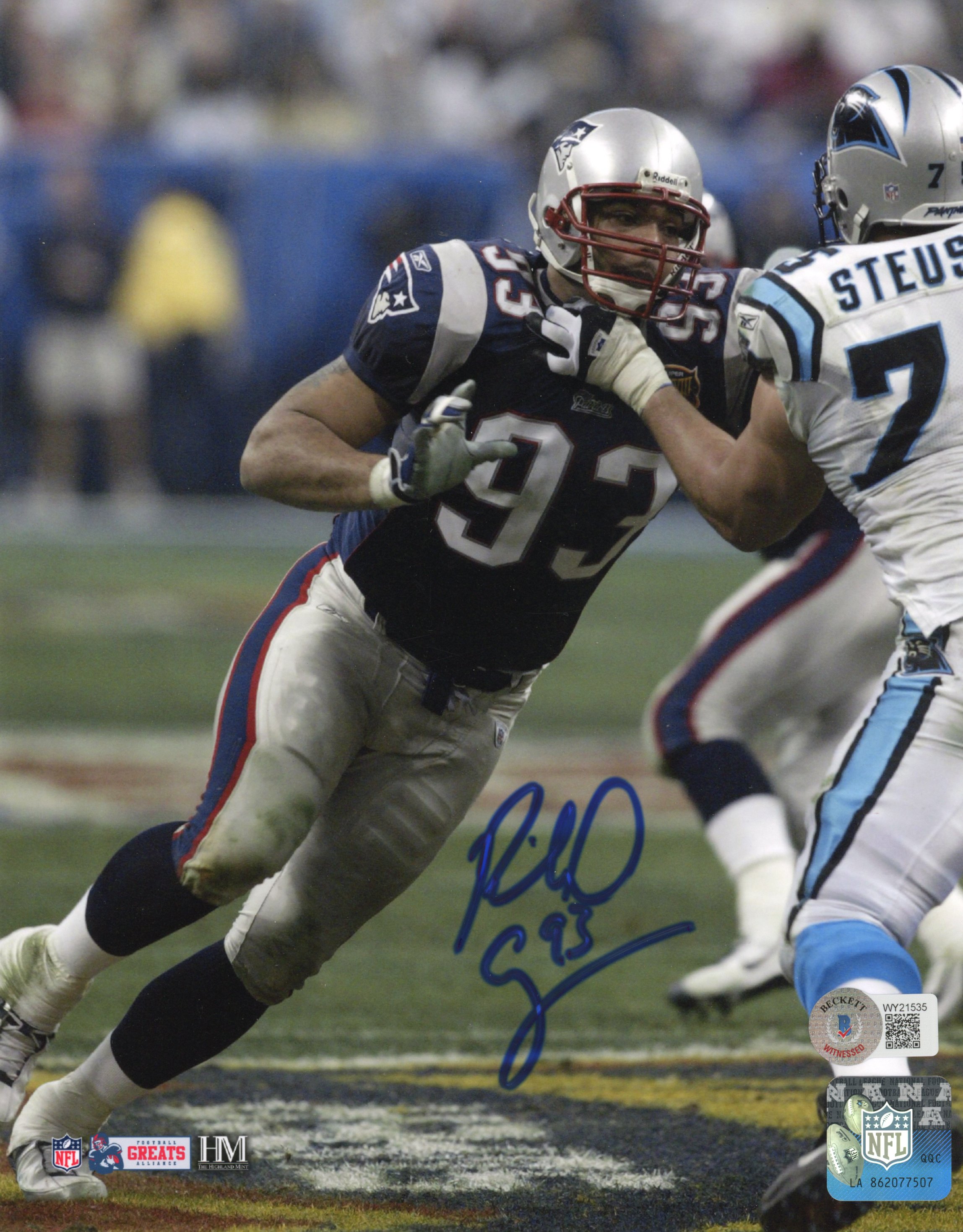 Richard Seymour Autographed New England Patriots 8x10 Photo Beckett