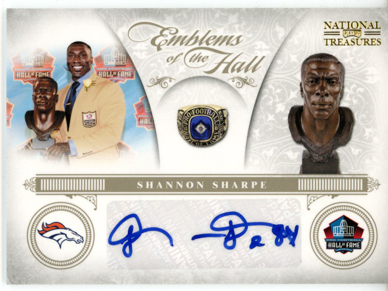 Shannon Sharpe Signed 2011 National Treasures Emblems 42/99 Card
