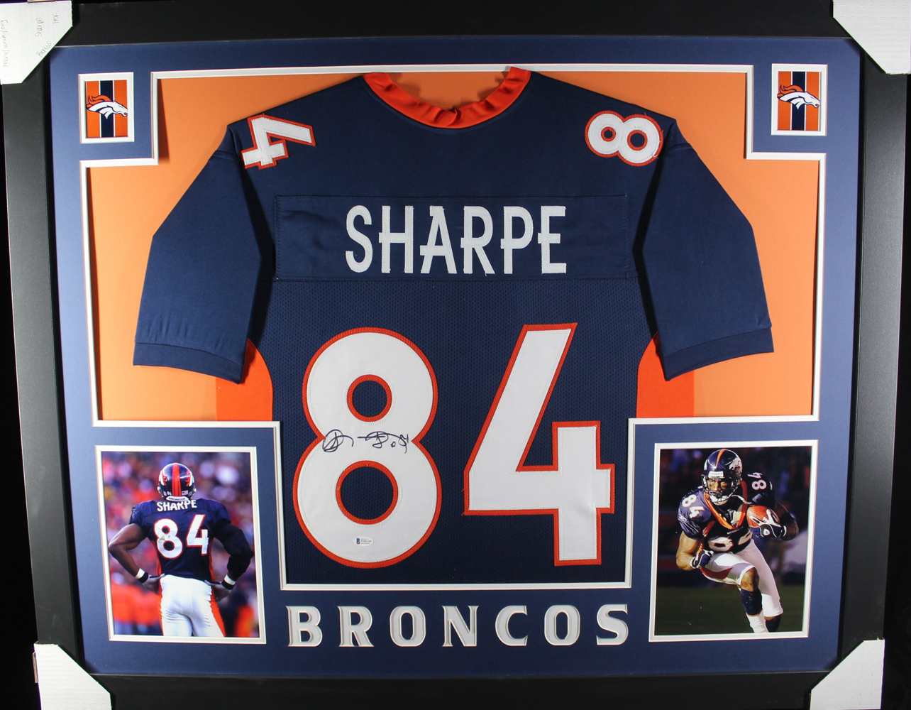 Shannon Sharpe Autographed Pro Style Framed Blue XL Jersey Beckett