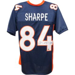 Shannon Sharpe Autographed/Signed Pro Style Blue Jersey Beckett 44683