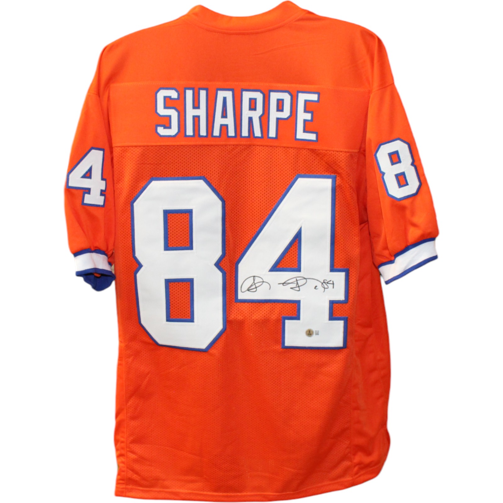 Shannon Sharpe Autographed/Signed Pro Style Orange Jersey Beckett 44675