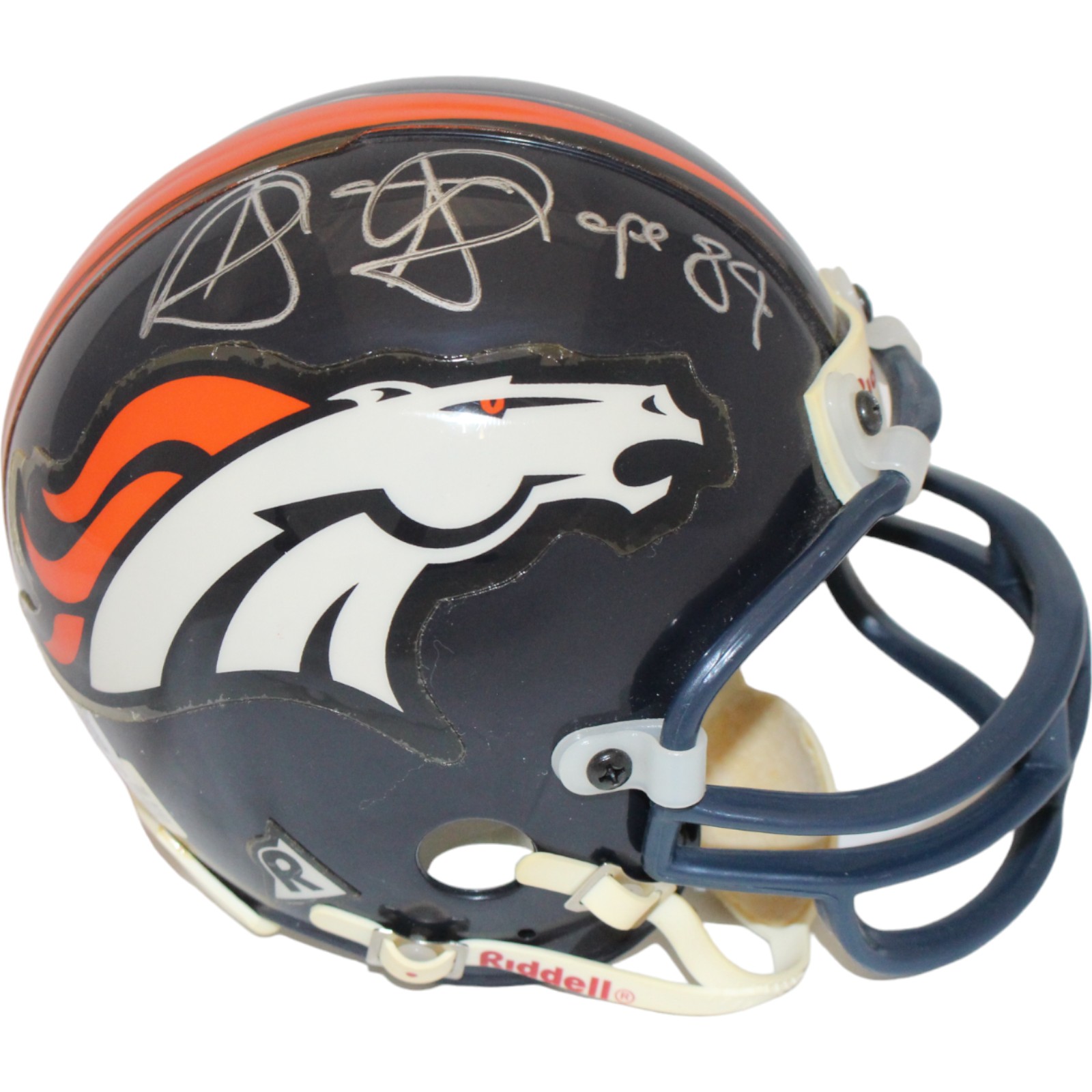 Shannon Sharpe Signed Denver Broncos VSR4 Replica Mini Helmet BAS 44145