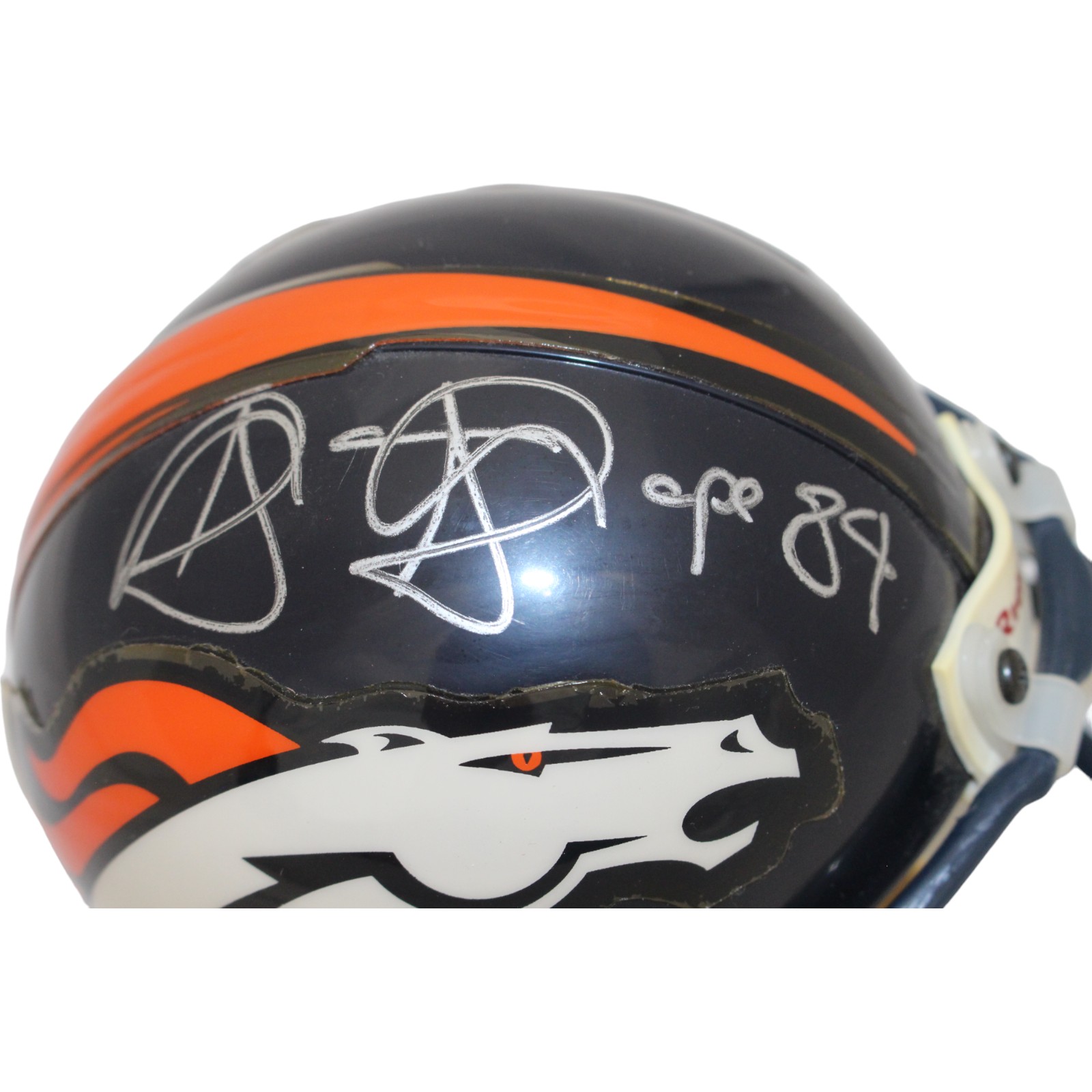 Shannon Sharpe Signed Denver Broncos VSR4 Replica Mini Helmet BAS 44145